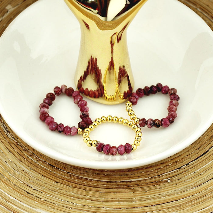 Stretch ringen set van jade kralen orchidee