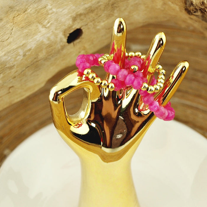 Stretch ringen set van jade kralen Cerise
