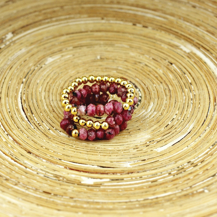Stretch ringen set van jade kralen orchidee