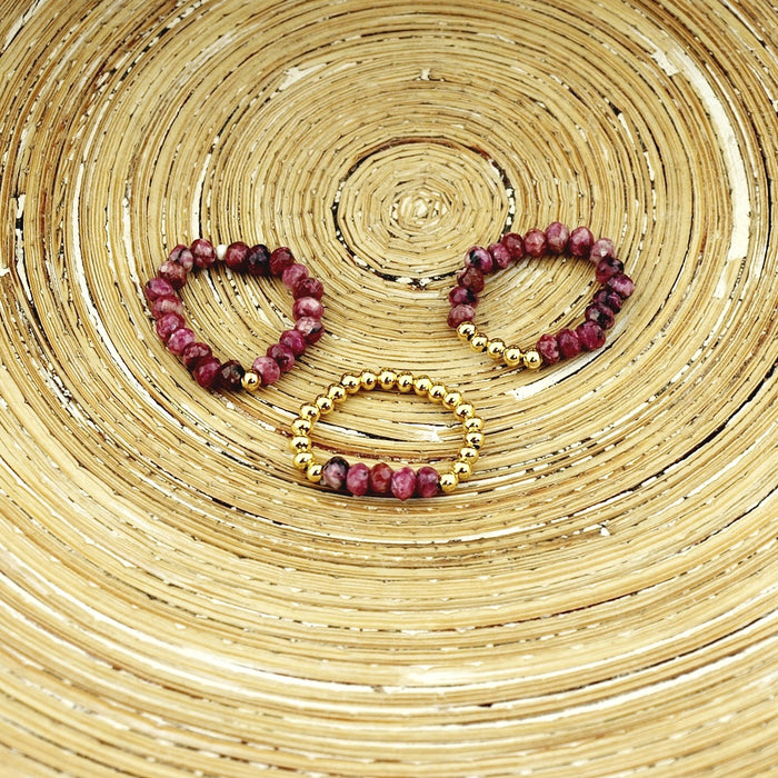Stretch ringen set van jade kralen orchidee