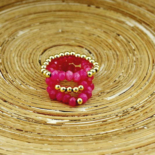 Stretch ringen set van jade kralen Cerise