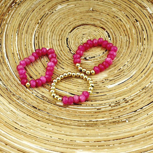 Stretch ringen set van jade kralen Cerise