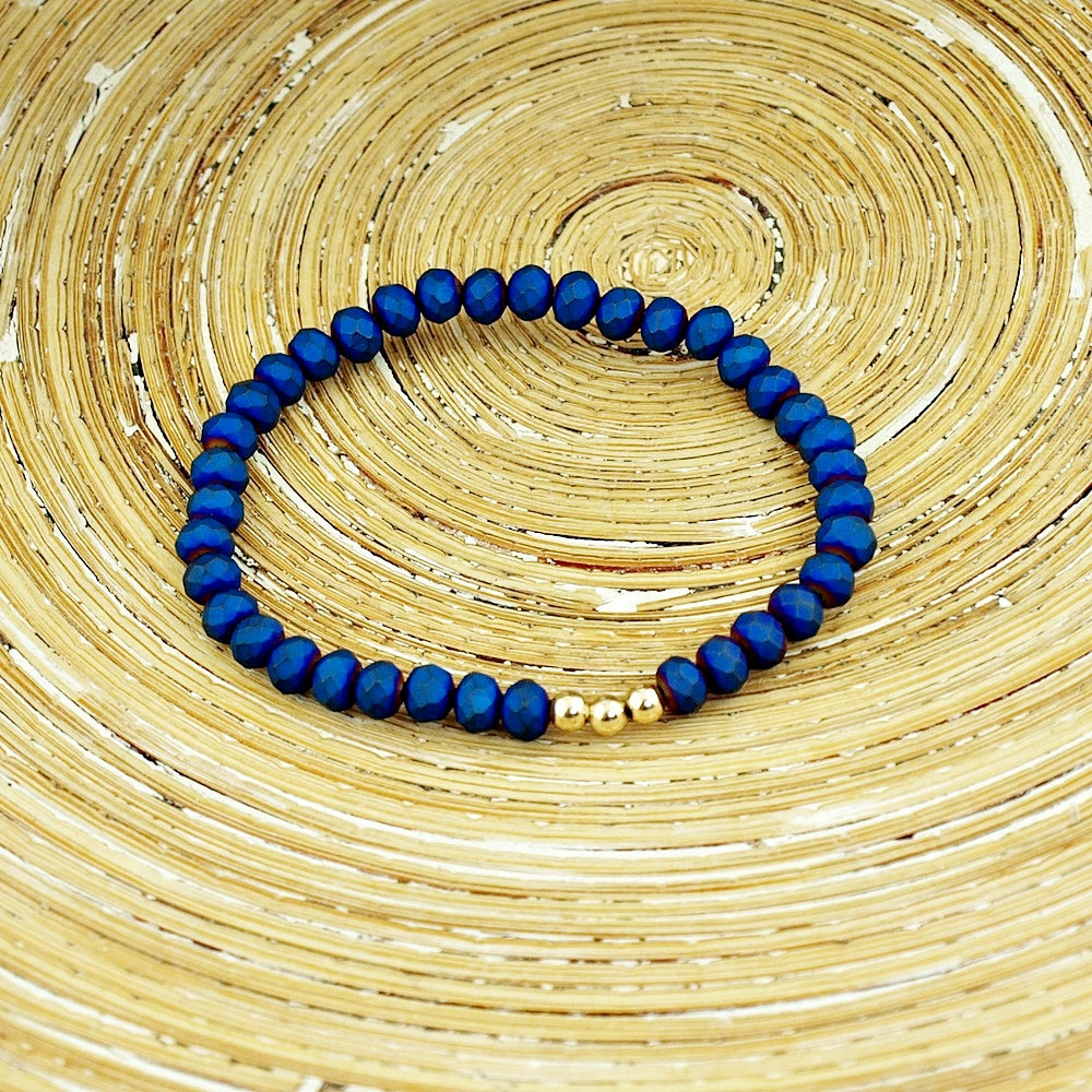 Armbanden set facet kralen midnight blue