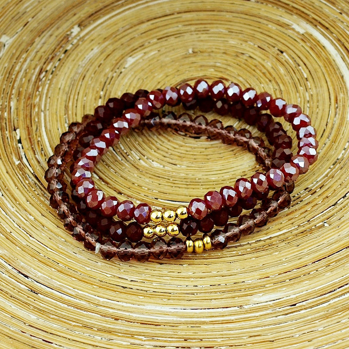 Armbanden set facet kralen aubergine