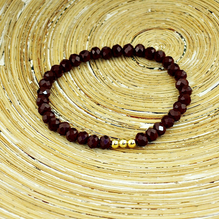 Armbanden set facet kralen aubergine