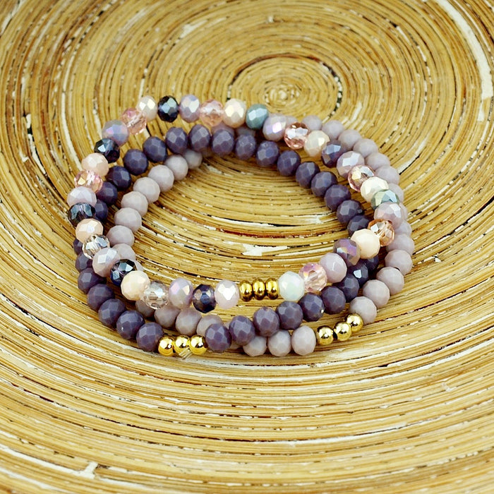 Armbanden set facet kralen lilac