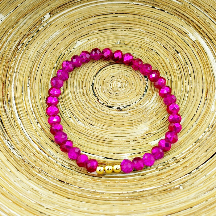 Armbanden set facet kralen pink