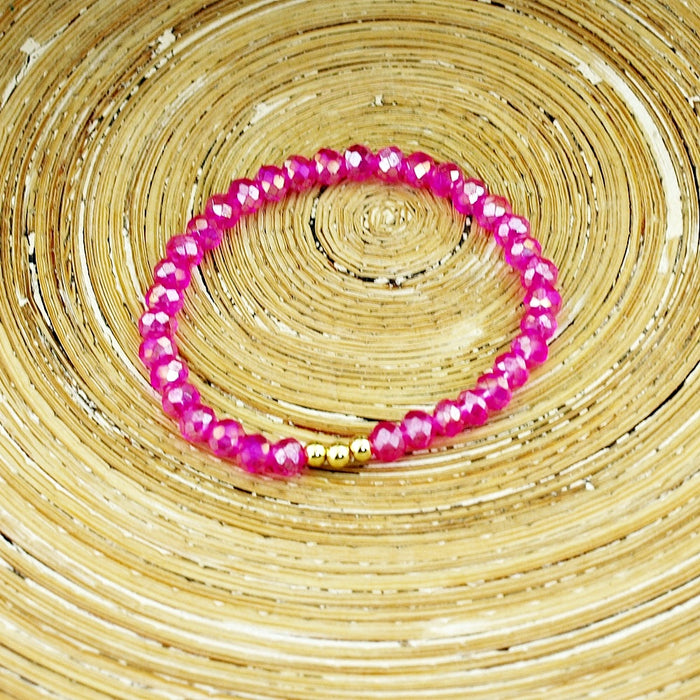 Armbanden set facet kralen pink