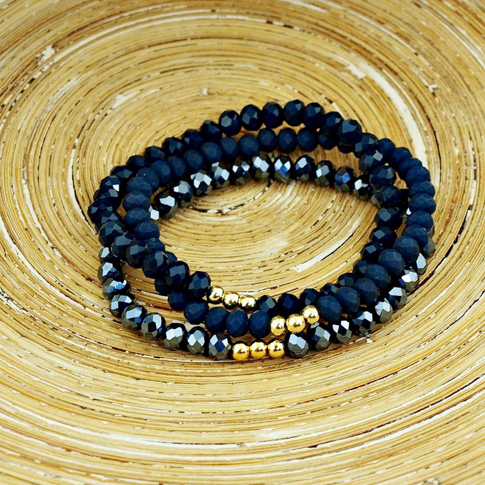 Armbanden set facet kralen midnight blue