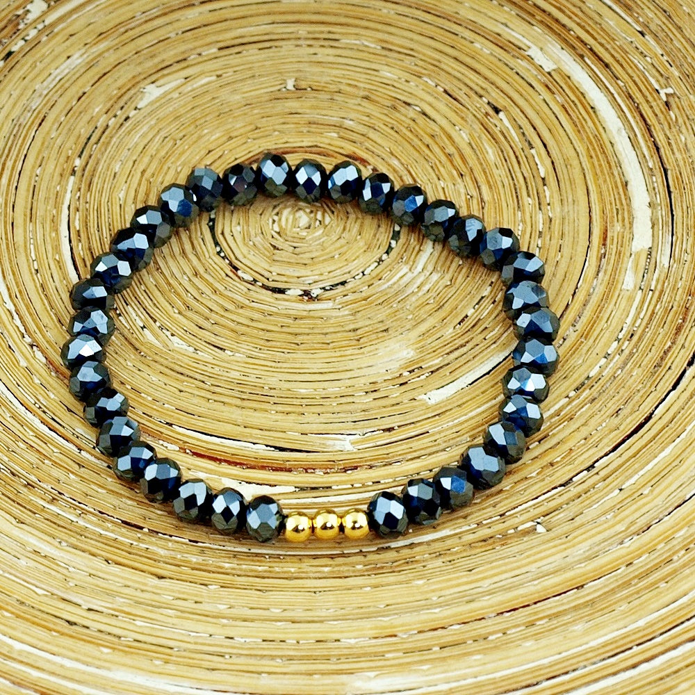 Armbanden set facet kralen midnight blue