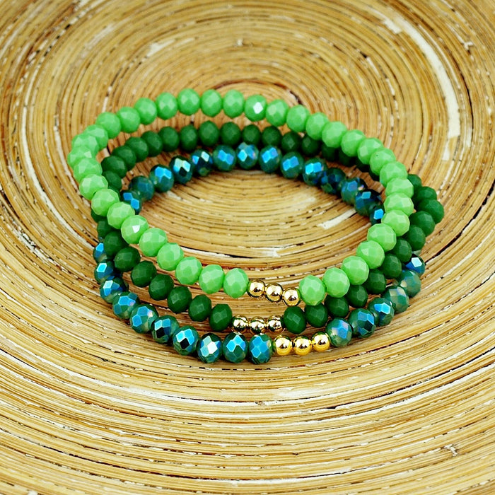Armbanden set facet kralen green