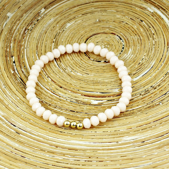 Armbanden set facet kralen taupe
