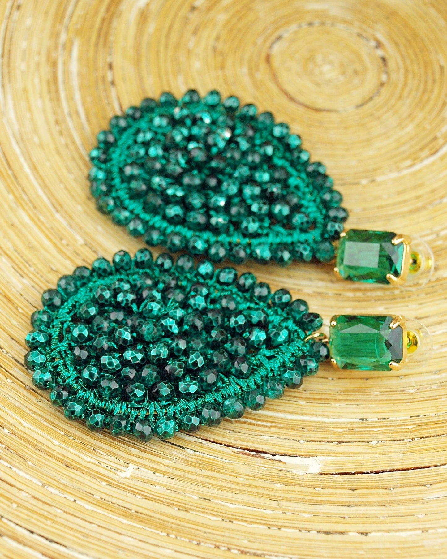 Gold plated green aventurine earrings - België Gold plated green aventurine earrings - België
