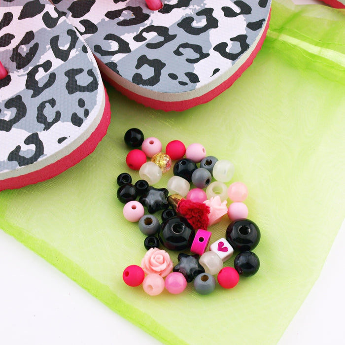 Teenslippers DIY Panter grijs pink