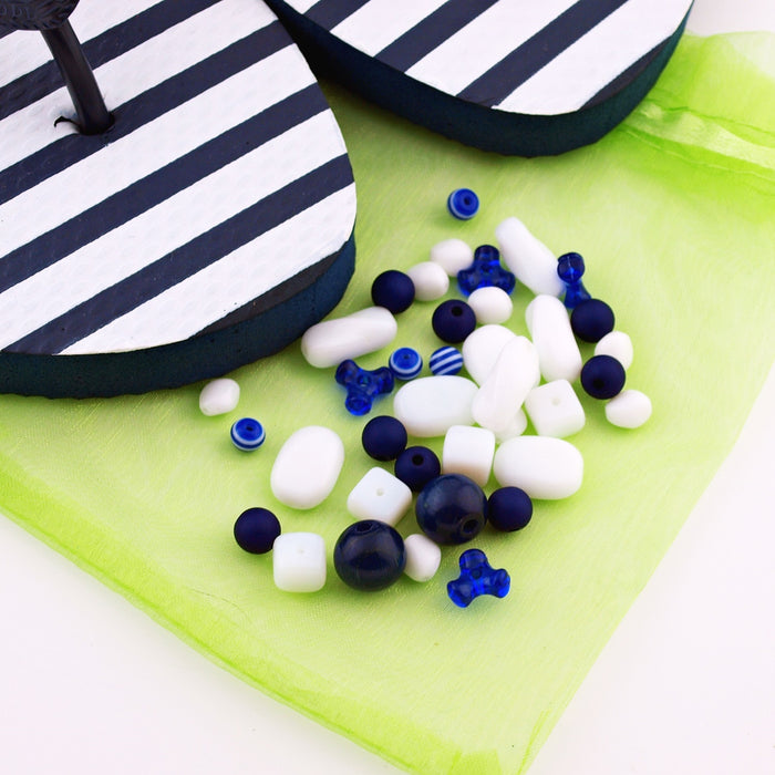 Teenslippers Navy Stripe