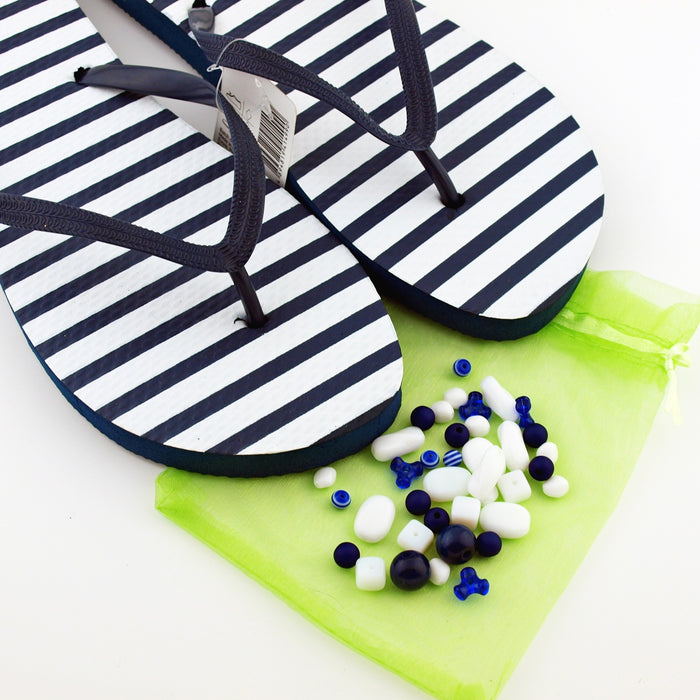 Teenslippers Navy Stripe