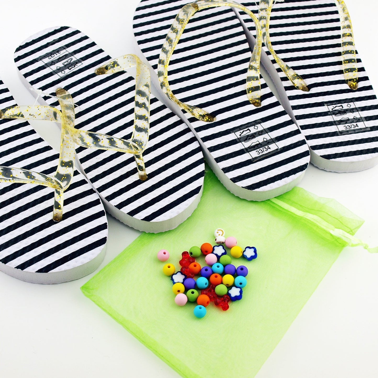 Teenslippers DIY Stripe Glitter