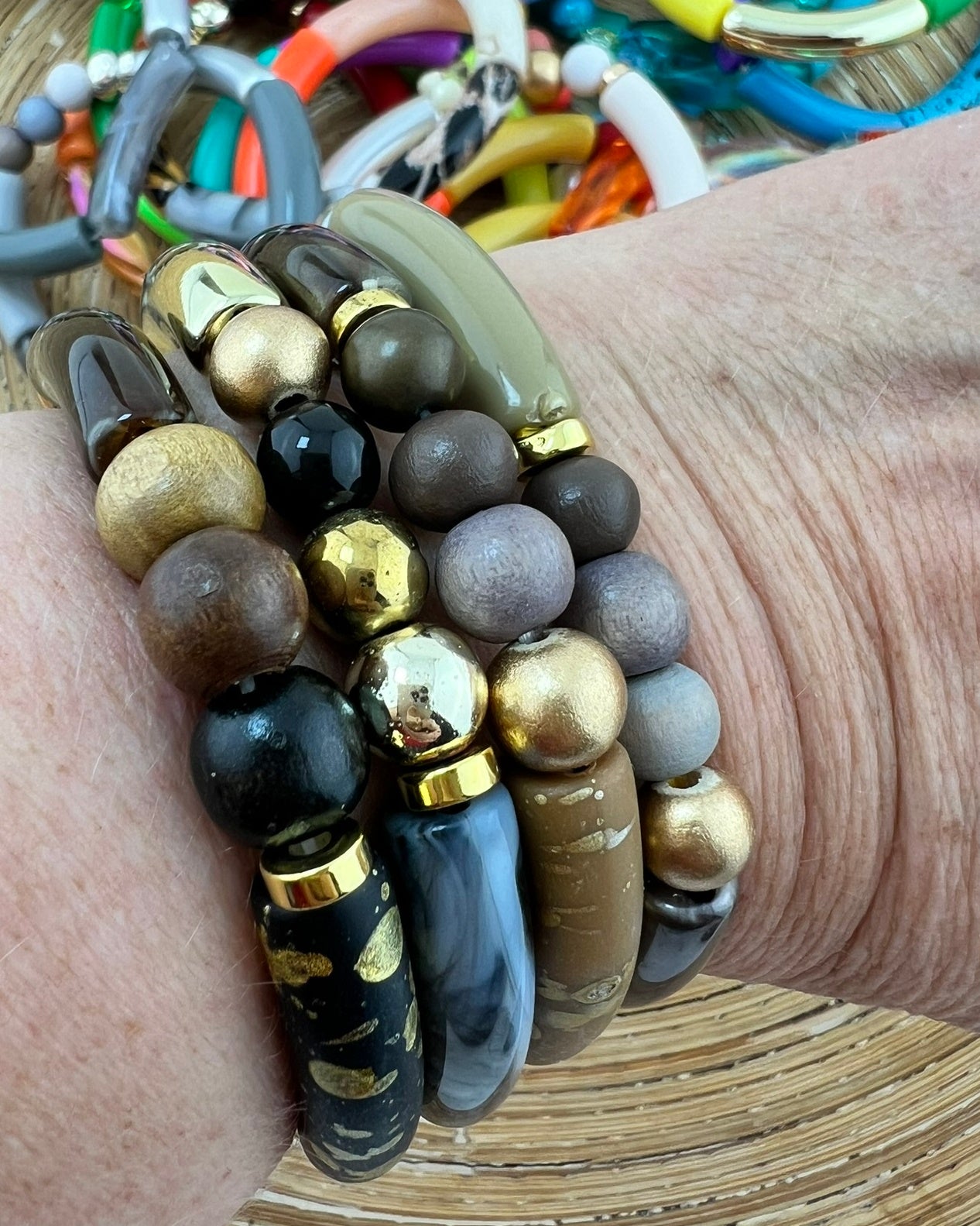 Armband Tube combi beige bruin