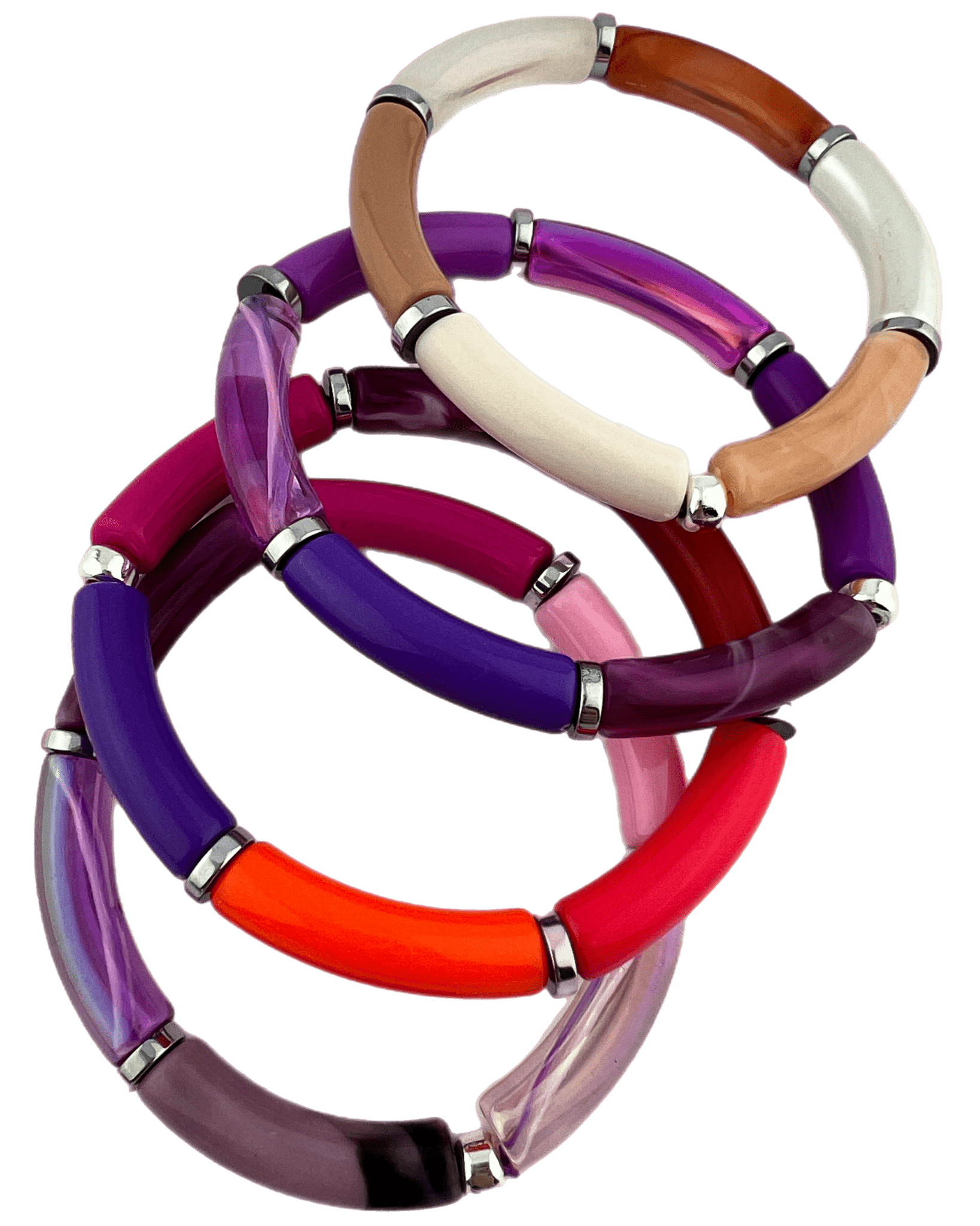 Armband Tube winterkleuren paars mix zilver - HanneHaves