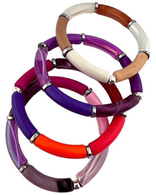 Armband Tube winterkleuren paars mix zilver - HanneHaves