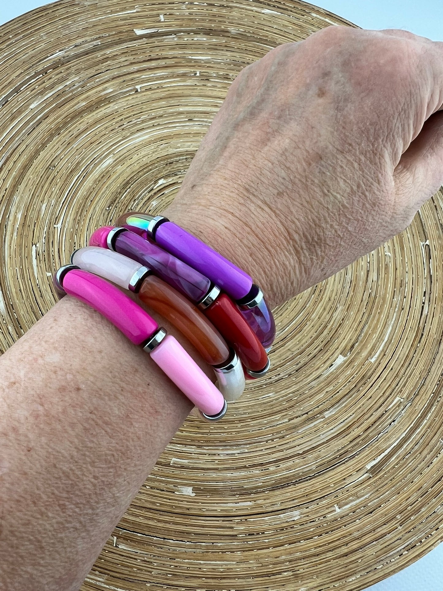 Armband Tube winterkleuren paars mix zilver - HanneHaves