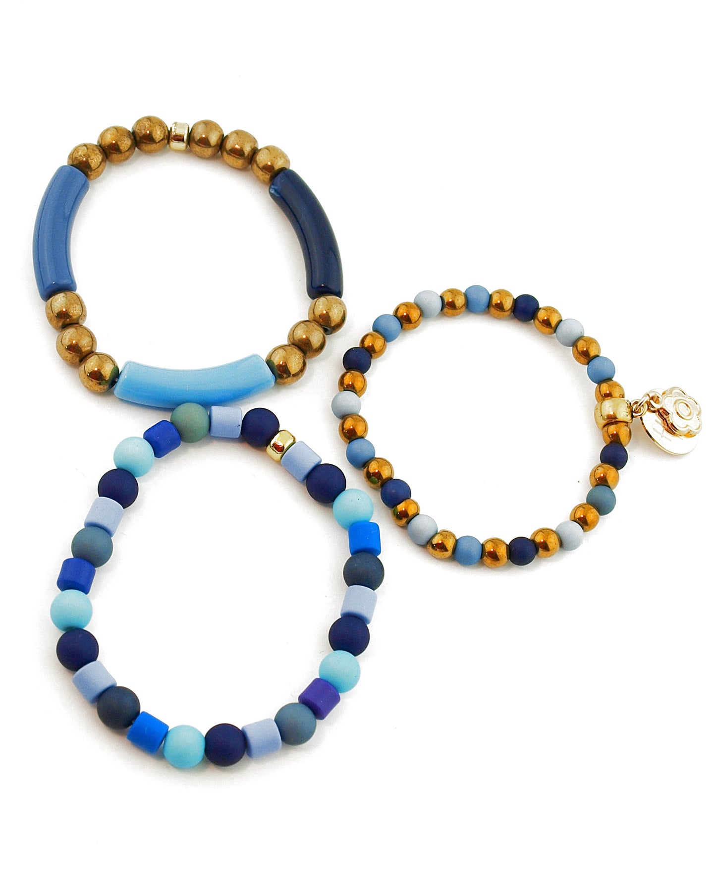 Armbanden Tube mix blauw goud