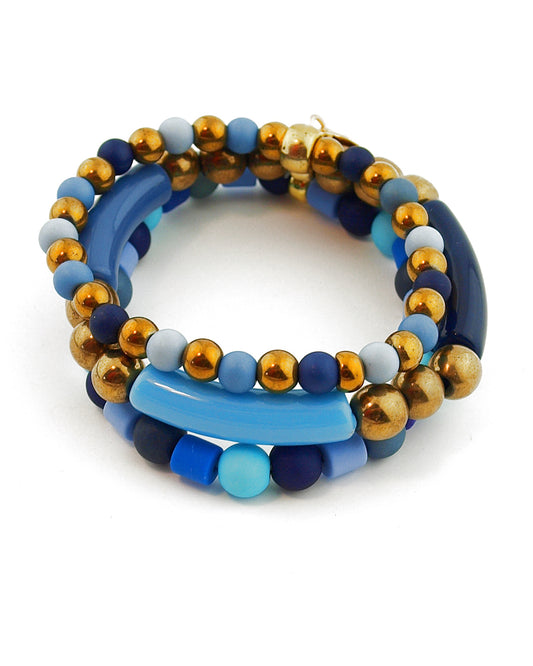 Armbanden Tube mix blauw goud