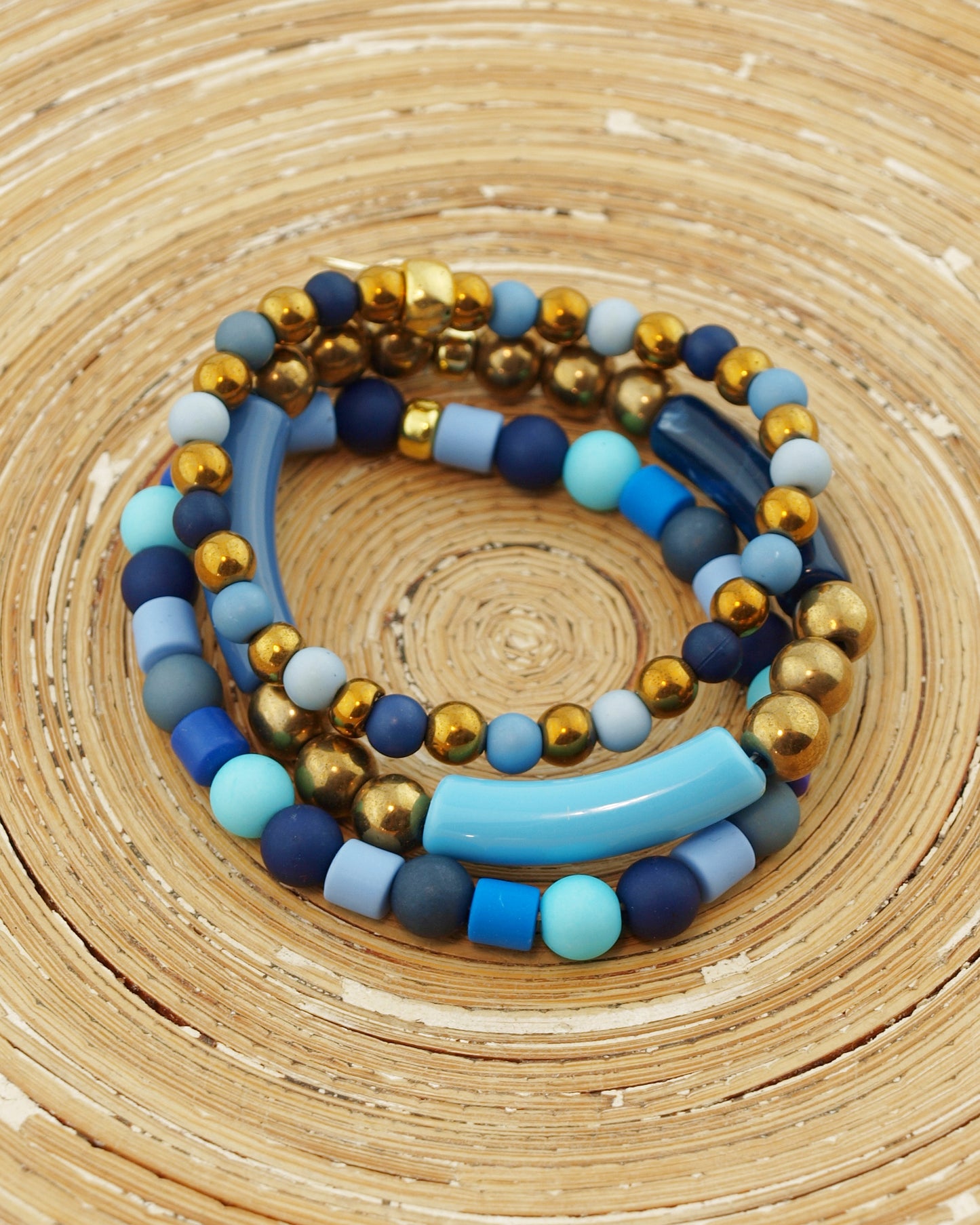 Armbanden Tube mix blauw goud