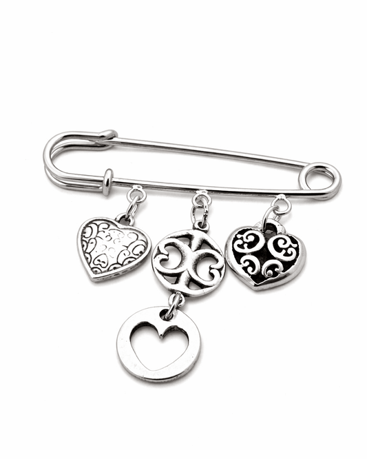 Broche Hart Bedels in Zilver - HanneHaves