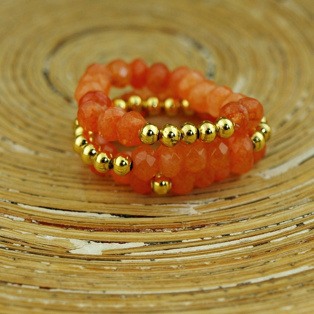 Stretch ringen set van jade kralen Coral