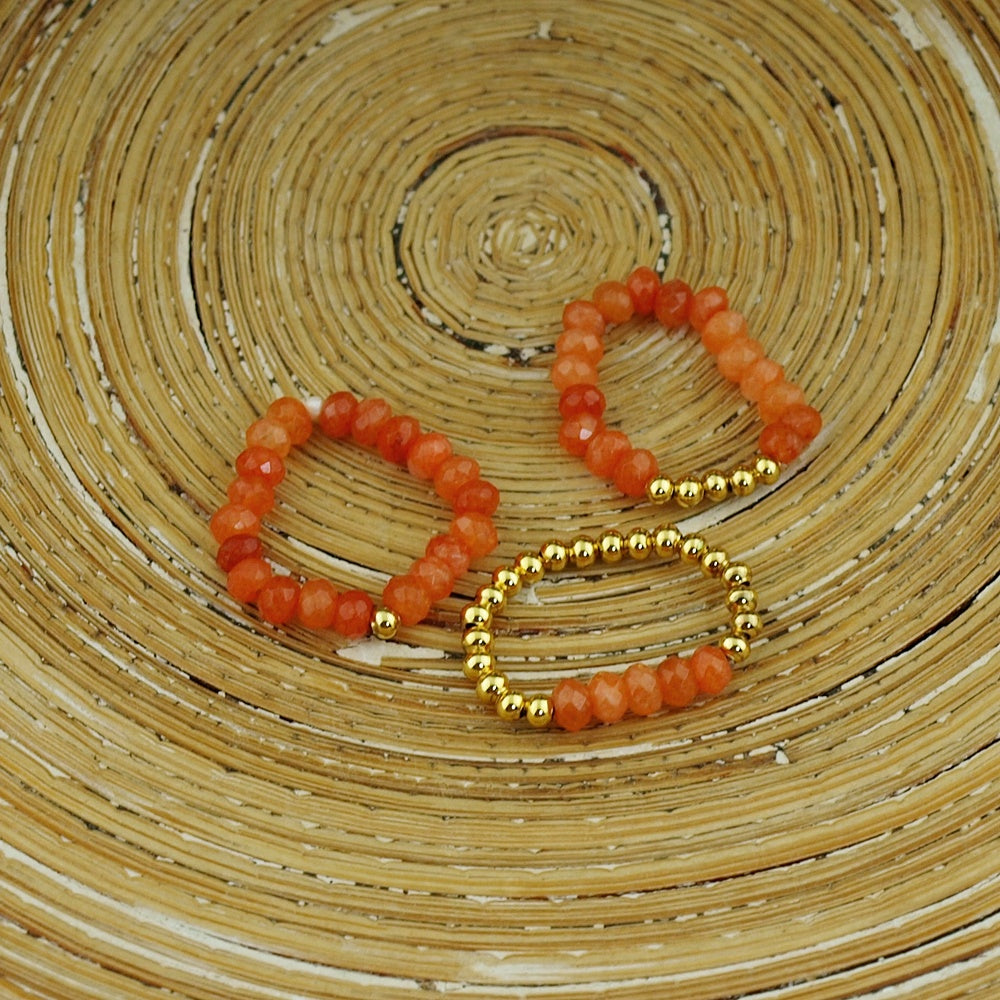 Stretch ringen set van jade kralen Coral