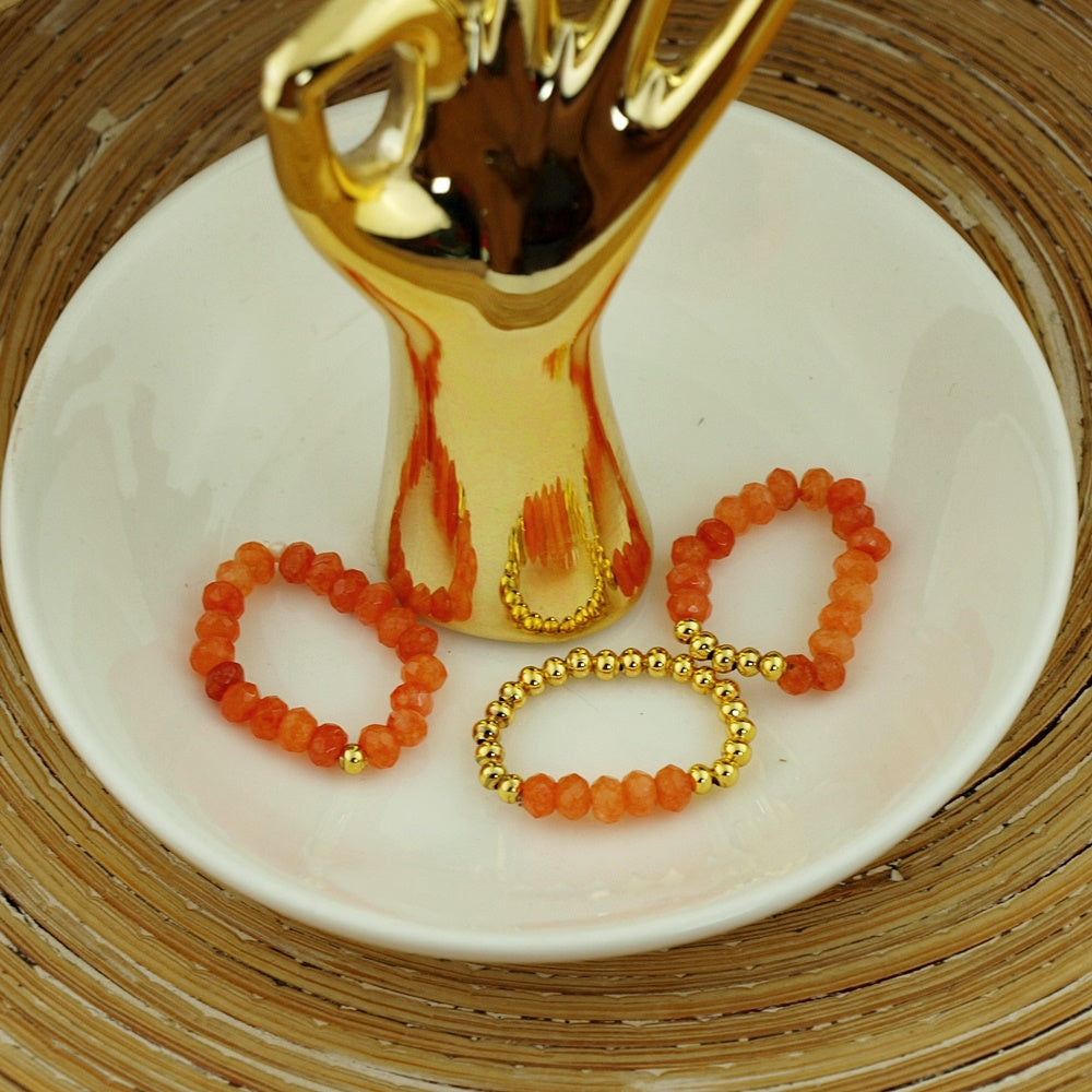 Stretch ringen set van jade kralen Coral