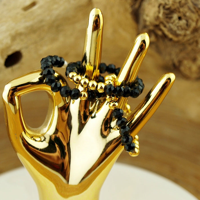 Stretch ringen set van jade kralen Kobalt