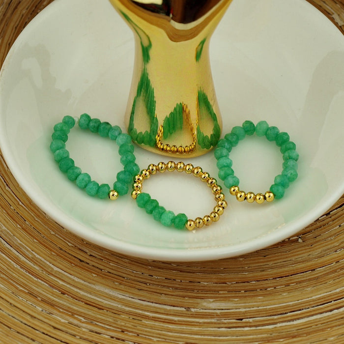 Stretch ringen set van jade kralen Mint