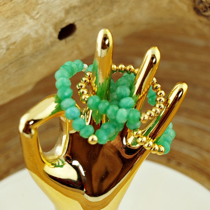 Stretch ringen set van jade kralen Mint