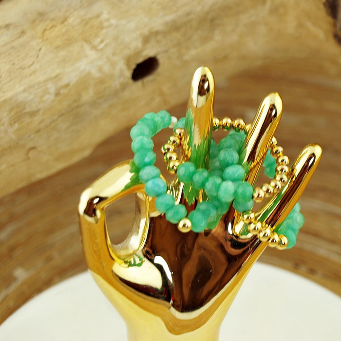 Stretch ringen set van jade kralen Mint