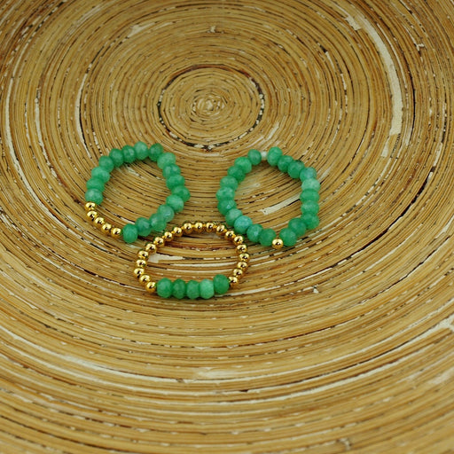 Stretch ringen set van jade kralen Mint