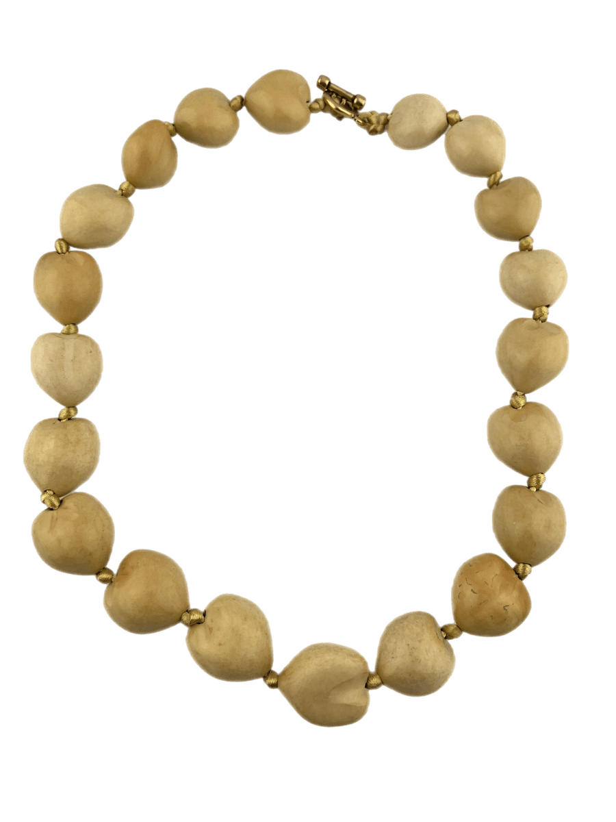 Ketting Bamboe Harten Grote Kralen Beige - HanneHaves