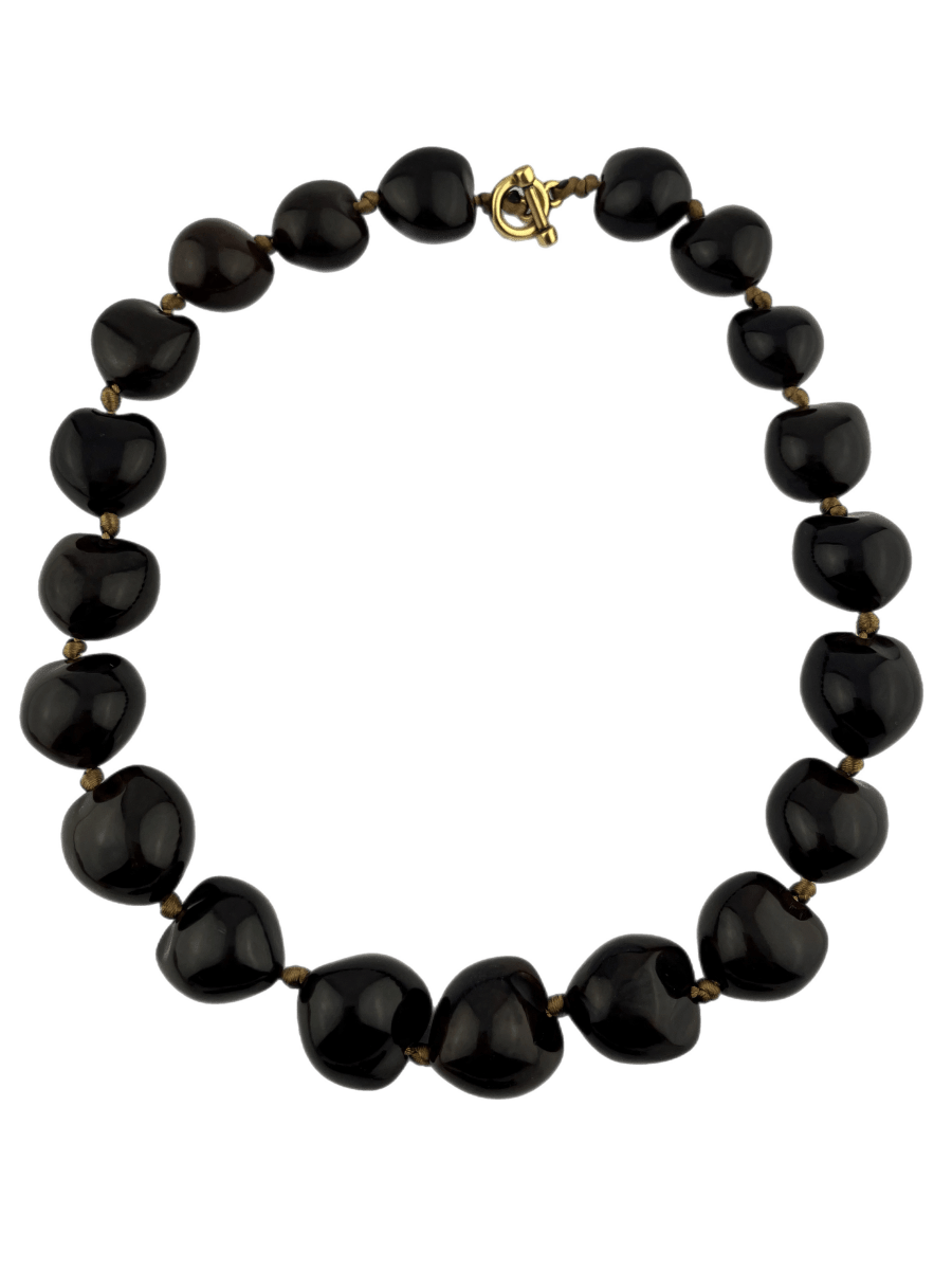 Ketting Bamboe Harten Grote Kralen Donker Bruin - HanneHaves