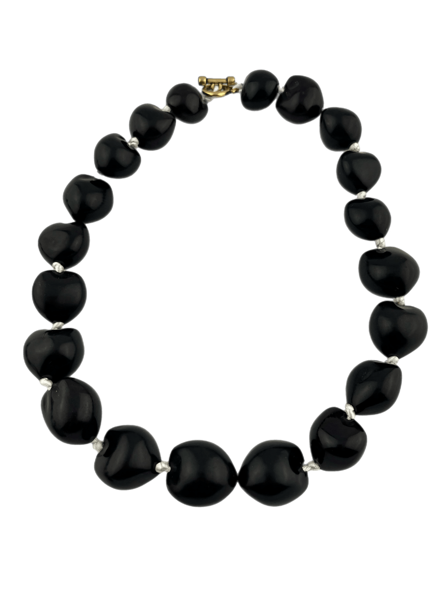 Ketting Bamboe Harten Grote Kralen Zwart - HanneHaves