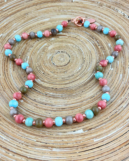 Ketting Big Beads pastel keramiek