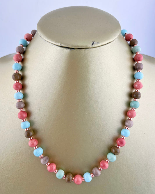 Ketting Big Beads pastel keramiek