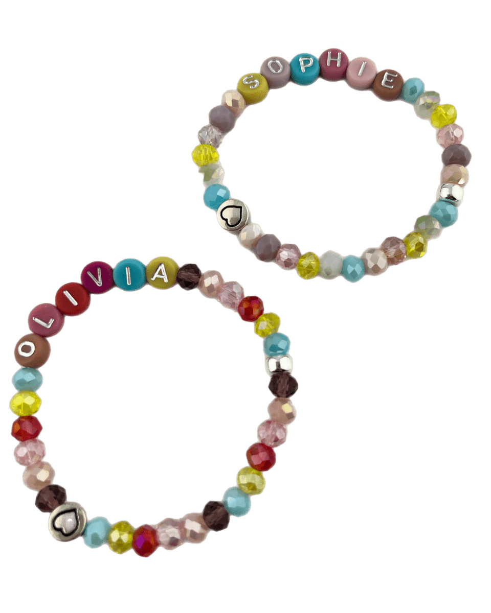 Kinderarmbandje met naam pastel kleur luxe - HanneHaves