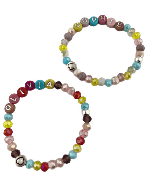 Kinderarmbandje met naam pastel kleur luxe - HanneHaves