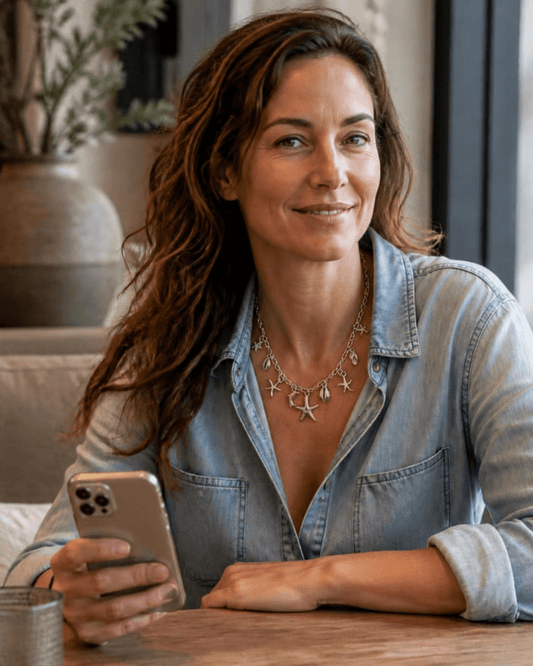 Korte schakelketting zilver met bedels - HanneHaves