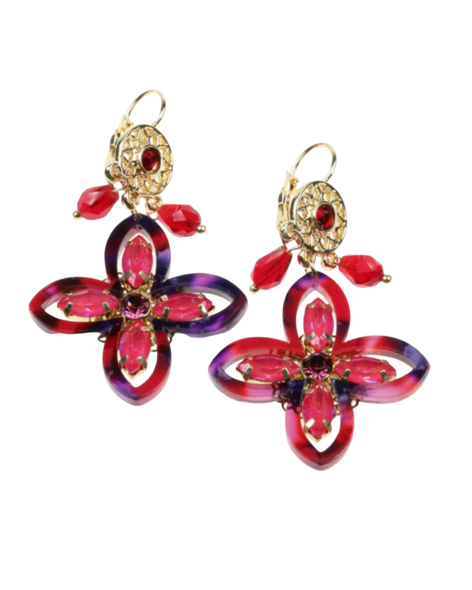 Oorbellen Flower Power Bordeaux - HanneHaves