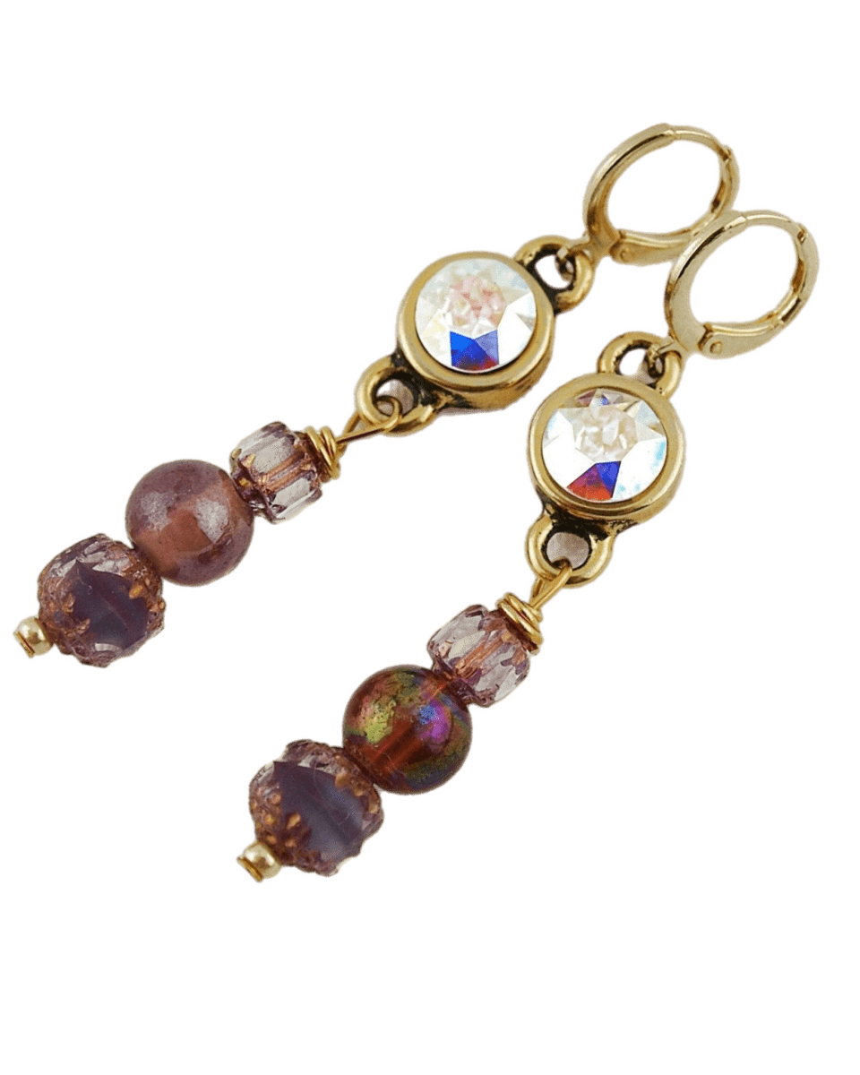 Oorbellen Swarovski Lila goud - HanneHaves