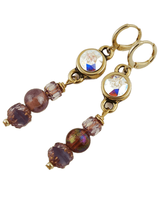 Oorbellen Swarovski Lila goud - HanneHaves