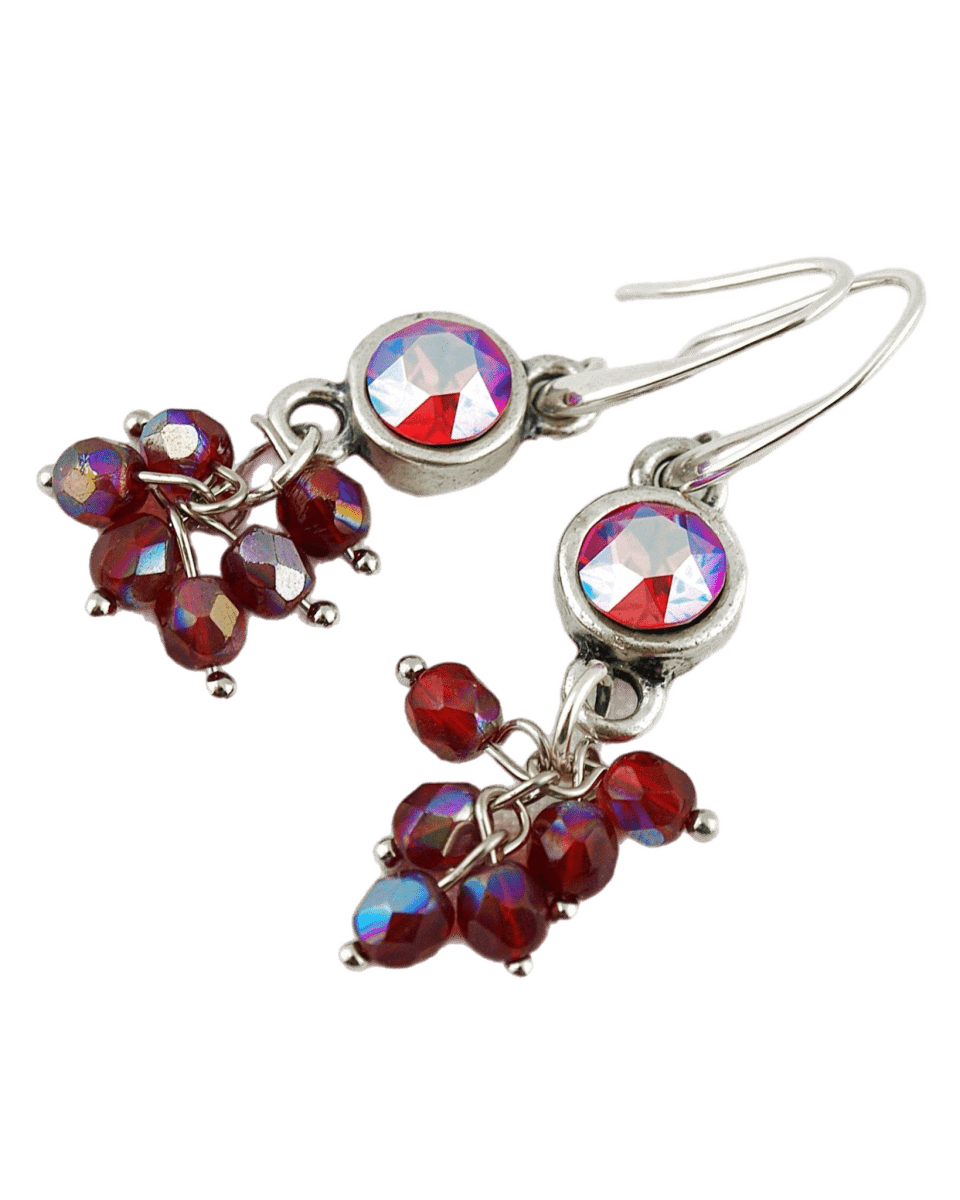 Oorbellen Swarovski Rood Bundel zilver - HanneHaves