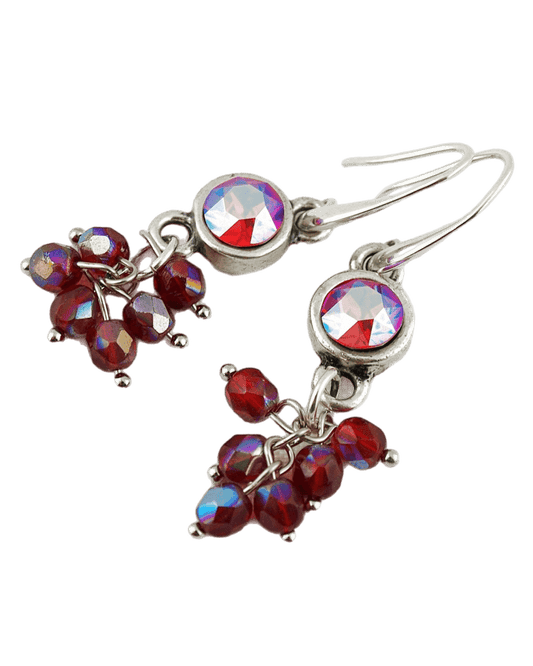 Oorbellen Swarovski Rood Bundel zilver - HanneHaves